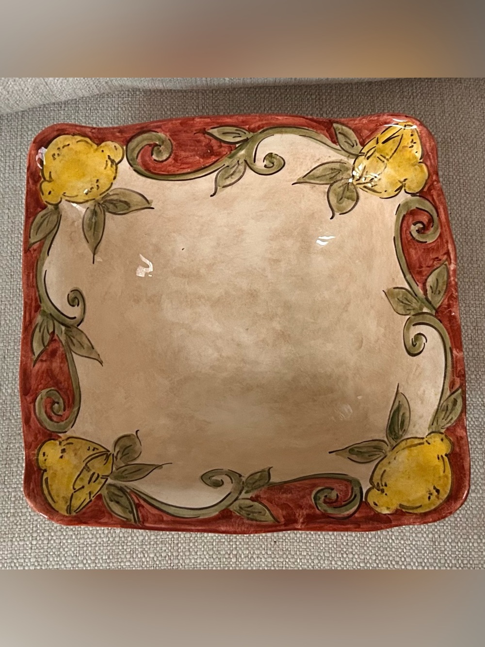 Tuscan Floral Square Decorative Serving Bowl